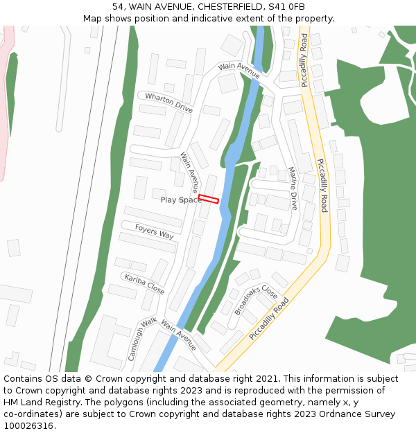 54, WAIN AVENUE, CHESTERFIELD, S41 0FB: Location map and indicative extent of plot
