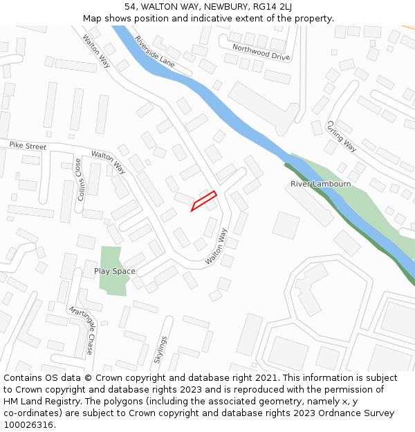 54, WALTON WAY, NEWBURY, RG14 2LJ: Location map and indicative extent of plot