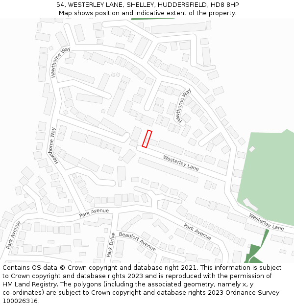 54, WESTERLEY LANE, SHELLEY, HUDDERSFIELD, HD8 8HP: Location map and indicative extent of plot
