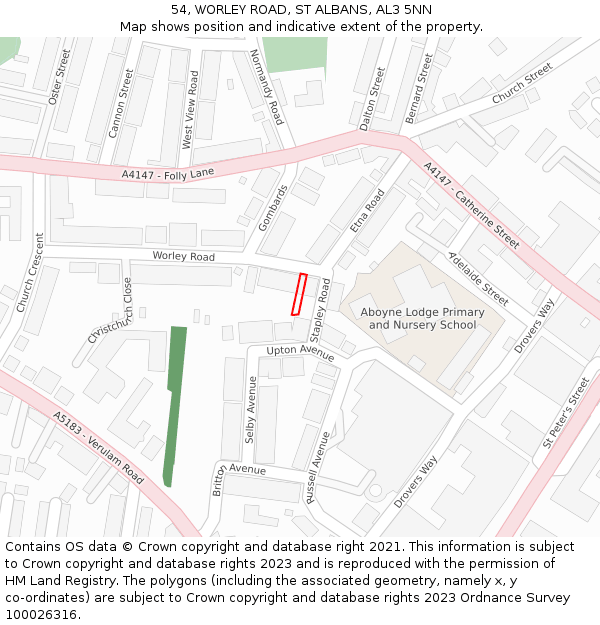 54, WORLEY ROAD, ST ALBANS, AL3 5NN: Location map and indicative extent of plot