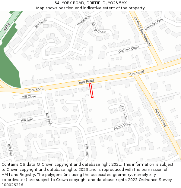 54, YORK ROAD, DRIFFIELD, YO25 5AX: Location map and indicative extent of plot