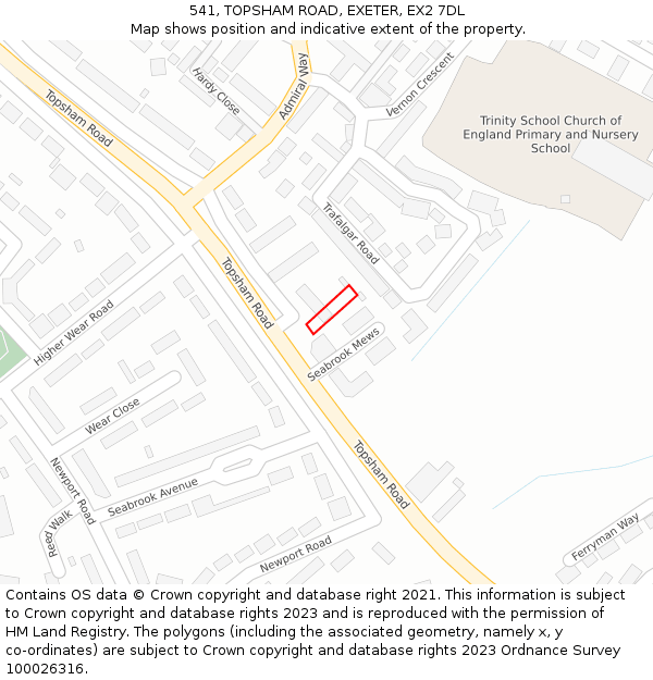 541, TOPSHAM ROAD, EXETER, EX2 7DL: Location map and indicative extent of plot