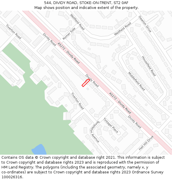544, DIVIDY ROAD, STOKE-ON-TRENT, ST2 0AF: Location map and indicative extent of plot