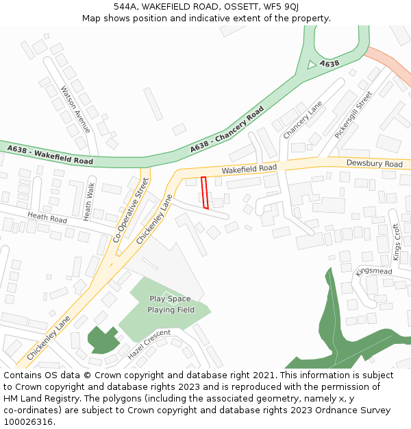 544A, WAKEFIELD ROAD, OSSETT, WF5 9QJ: Location map and indicative extent of plot