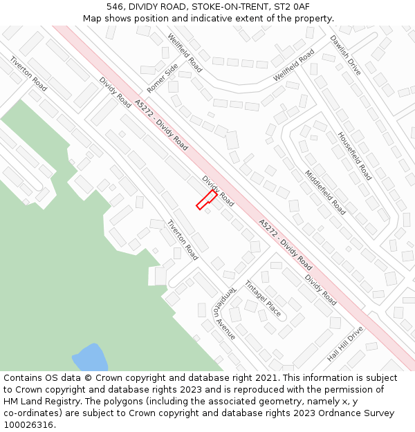 546, DIVIDY ROAD, STOKE-ON-TRENT, ST2 0AF: Location map and indicative extent of plot