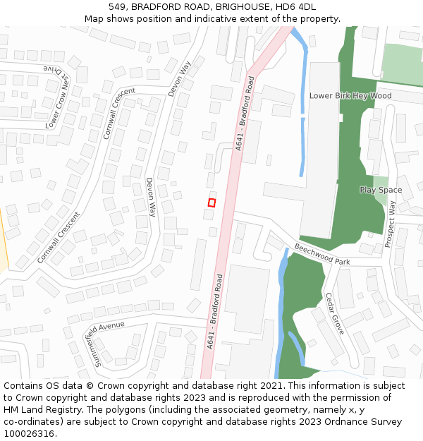 549, BRADFORD ROAD, BRIGHOUSE, HD6 4DL: Location map and indicative extent of plot