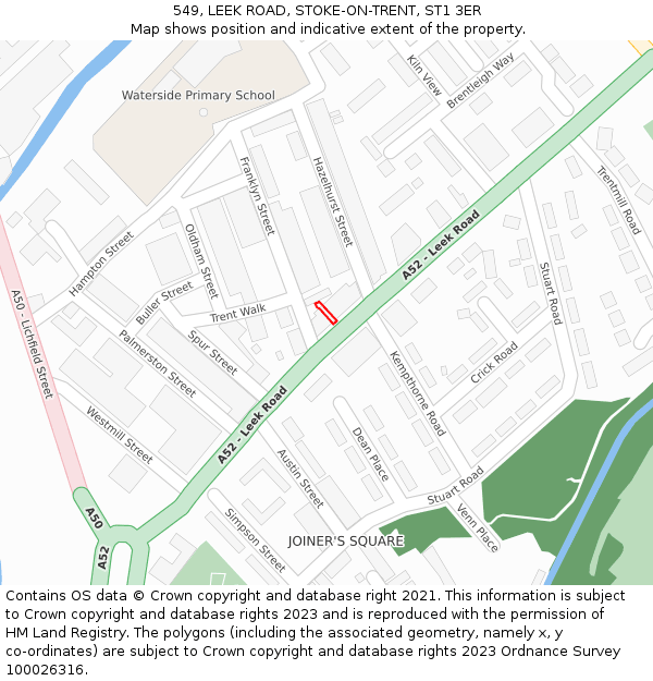 549, LEEK ROAD, STOKE-ON-TRENT, ST1 3ER: Location map and indicative extent of plot