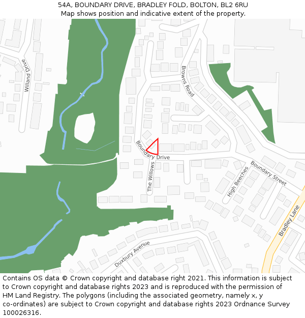 54A, BOUNDARY DRIVE, BRADLEY FOLD, BOLTON, BL2 6RU: Location map and indicative extent of plot