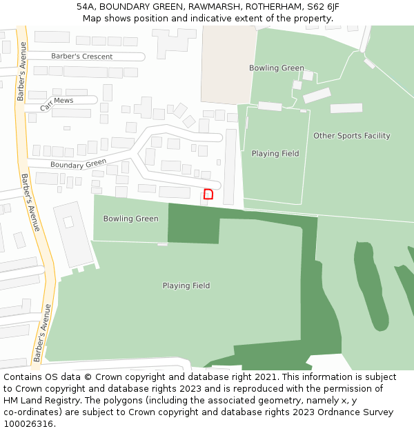 54A, BOUNDARY GREEN, RAWMARSH, ROTHERHAM, S62 6JF: Location map and indicative extent of plot