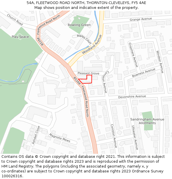 54A, FLEETWOOD ROAD NORTH, THORNTON-CLEVELEYS, FY5 4AE: Location map and indicative extent of plot