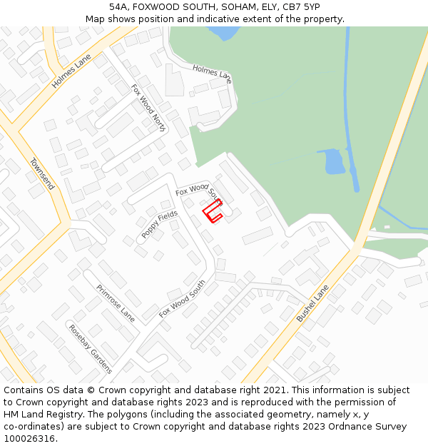 54A, FOXWOOD SOUTH, SOHAM, ELY, CB7 5YP: Location map and indicative extent of plot