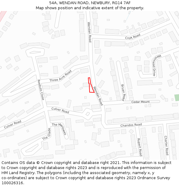 54A, WENDAN ROAD, NEWBURY, RG14 7AF: Location map and indicative extent of plot
