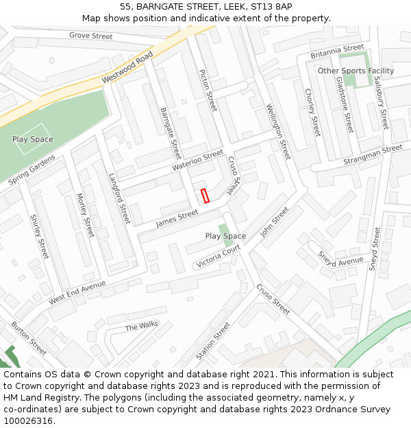 55, BARNGATE STREET, LEEK, ST13 8AP: Location map and indicative extent of plot