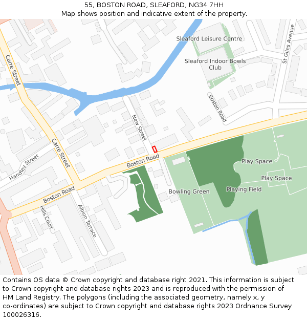 55, BOSTON ROAD, SLEAFORD, NG34 7HH: Location map and indicative extent of plot