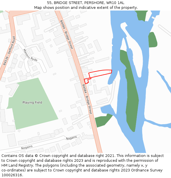 55, BRIDGE STREET, PERSHORE, WR10 1AL: Location map and indicative extent of plot