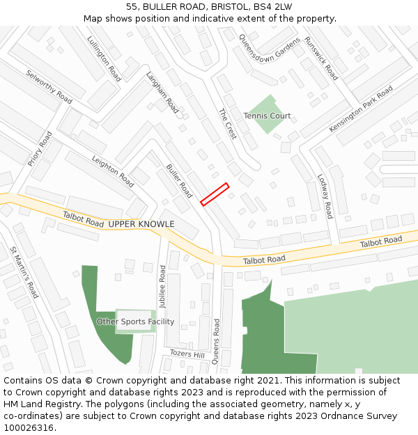 55, BULLER ROAD, BRISTOL, BS4 2LW: Location map and indicative extent of plot
