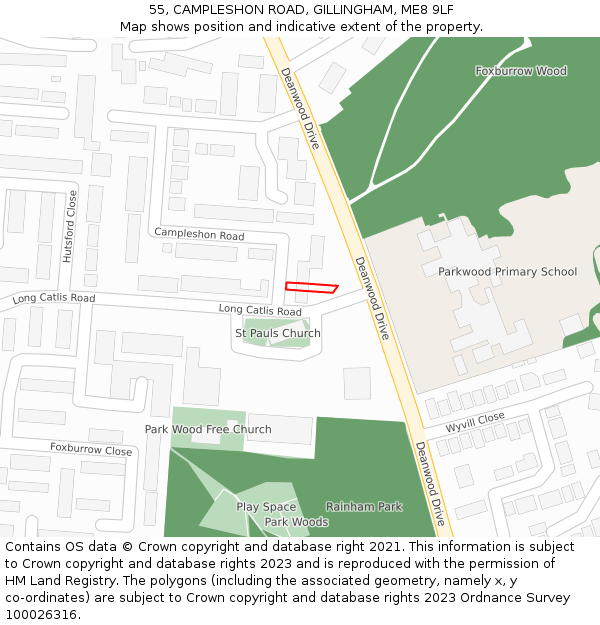 55, CAMPLESHON ROAD, GILLINGHAM, ME8 9LF: Location map and indicative extent of plot