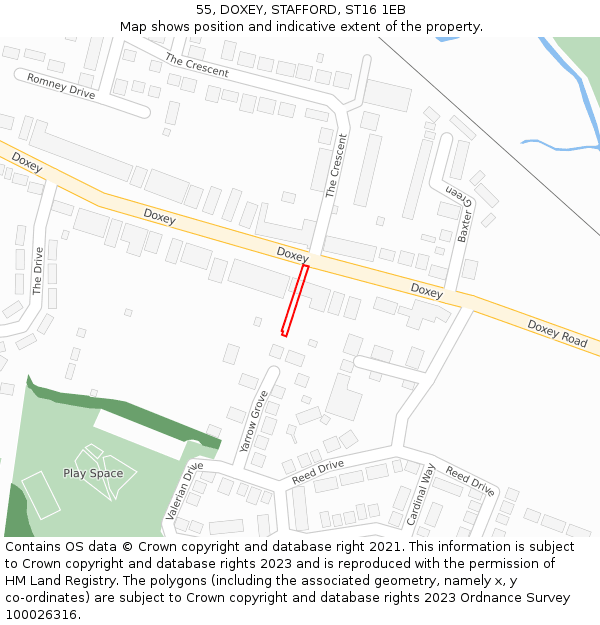 55, DOXEY, STAFFORD, ST16 1EB: Location map and indicative extent of plot