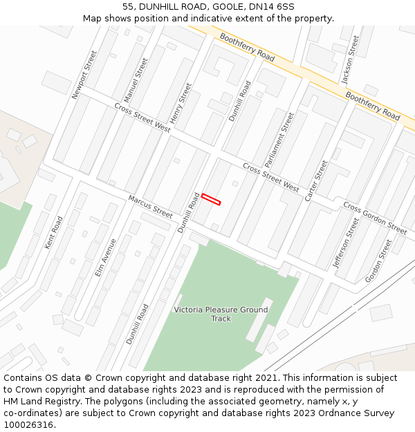 55, DUNHILL ROAD, GOOLE, DN14 6SS: Location map and indicative extent of plot