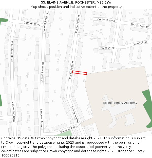 55, ELAINE AVENUE, ROCHESTER, ME2 2YW: Location map and indicative extent of plot