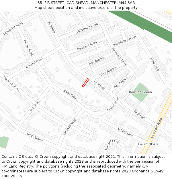 55, FIR STREET, CADISHEAD, MANCHESTER, M44 5AR: Location map and indicative extent of plot