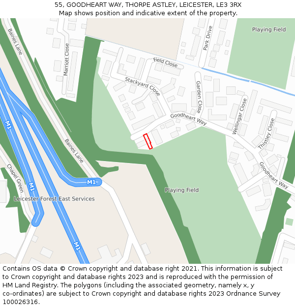 55, GOODHEART WAY, THORPE ASTLEY, LEICESTER, LE3 3RX: Location map and indicative extent of plot