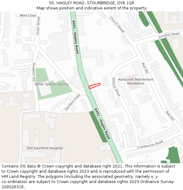 55, HAGLEY ROAD, STOURBRIDGE, DY8 1QR: Location map and indicative extent of plot