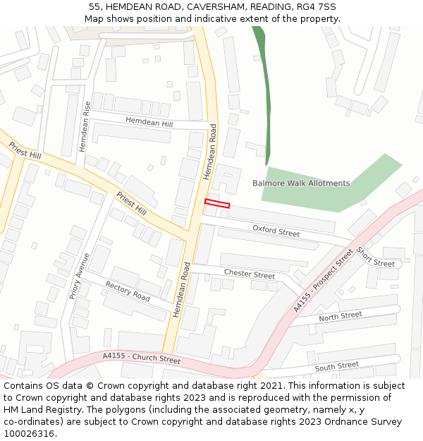 55, HEMDEAN ROAD, CAVERSHAM, READING, RG4 7SS: Location map and indicative extent of plot