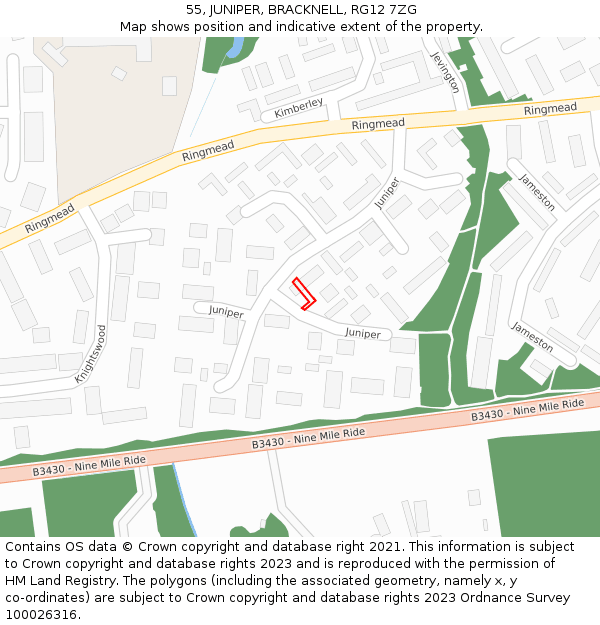 55, JUNIPER, BRACKNELL, RG12 7ZG: Location map and indicative extent of plot