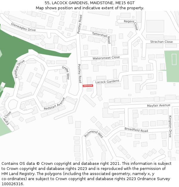 55, LACOCK GARDENS, MAIDSTONE, ME15 6GT: Location map and indicative extent of plot