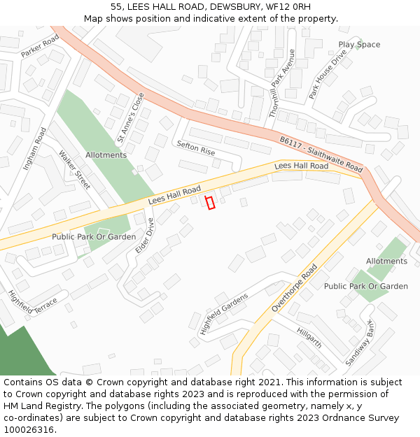 55, LEES HALL ROAD, DEWSBURY, WF12 0RH: Location map and indicative extent of plot