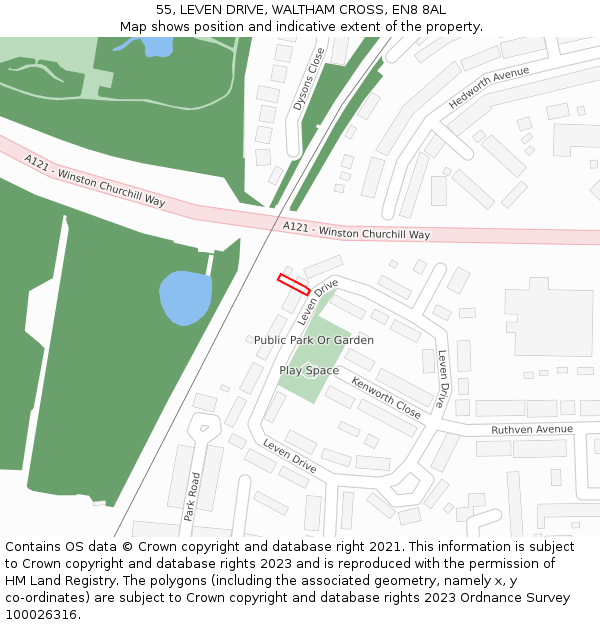 55, LEVEN DRIVE, WALTHAM CROSS, EN8 8AL: Location map and indicative extent of plot