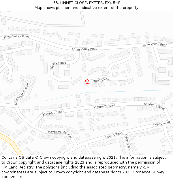 55, LINNET CLOSE, EXETER, EX4 5HF: Location map and indicative extent of plot