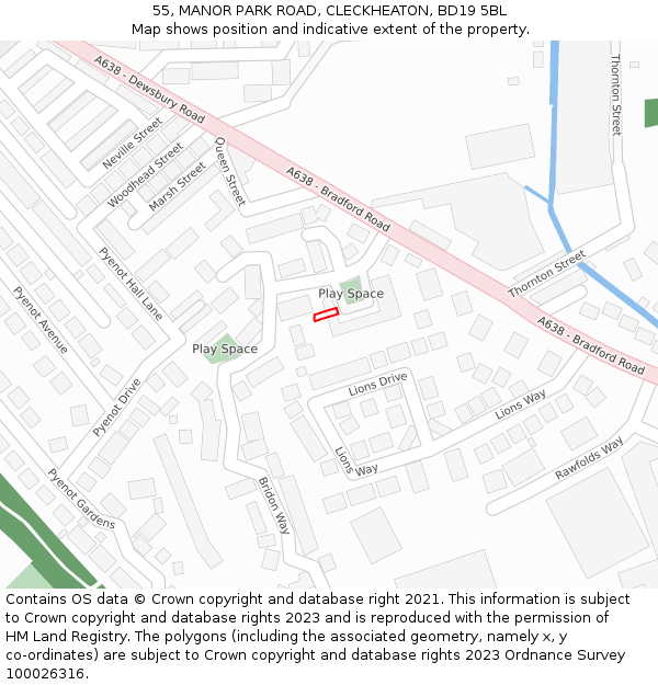 55, MANOR PARK ROAD, CLECKHEATON, BD19 5BL: Location map and indicative extent of plot