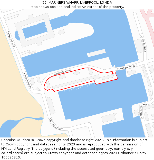 55, MARINERS WHARF, LIVERPOOL, L3 4DA: Location map and indicative extent of plot