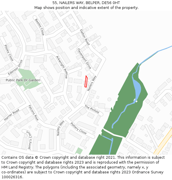 55, NAILERS WAY, BELPER, DE56 0HT: Location map and indicative extent of plot