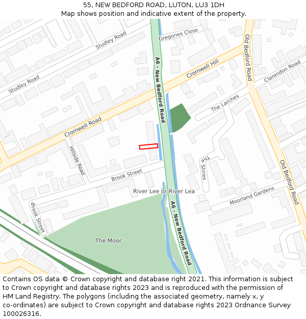 55, NEW BEDFORD ROAD, LUTON, LU3 1DH: Location map and indicative extent of plot