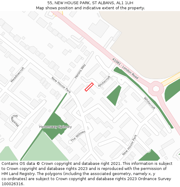55, NEW HOUSE PARK, ST ALBANS, AL1 1UH: Location map and indicative extent of plot