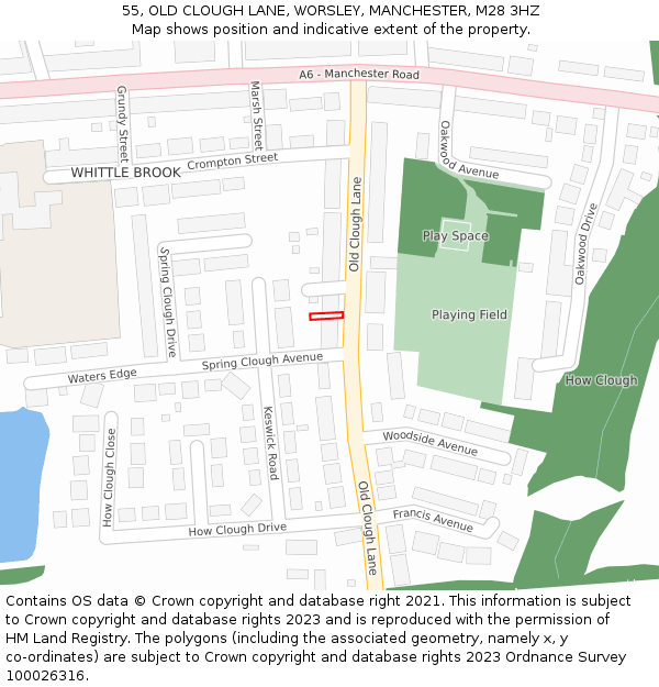 55, OLD CLOUGH LANE, WORSLEY, MANCHESTER, M28 3HZ: Location map and indicative extent of plot