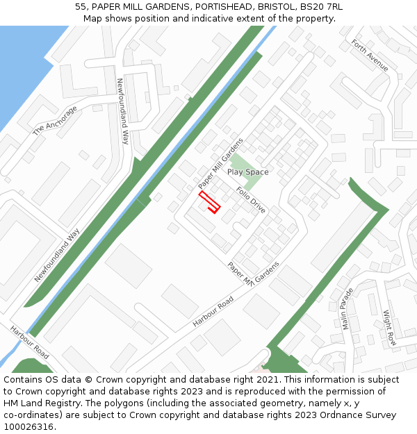 55, PAPER MILL GARDENS, PORTISHEAD, BRISTOL, BS20 7RL: Location map and indicative extent of plot