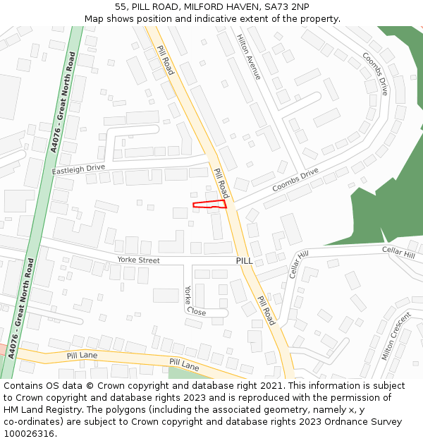 55, PILL ROAD, MILFORD HAVEN, SA73 2NP: Location map and indicative extent of plot