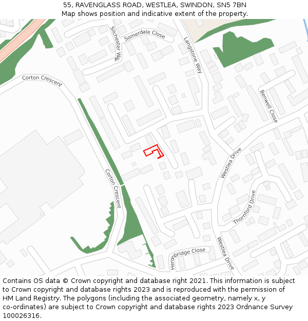 55, RAVENGLASS ROAD, WESTLEA, SWINDON, SN5 7BN: Location map and indicative extent of plot