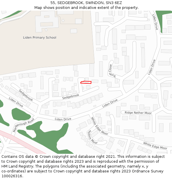 55, SEDGEBROOK, SWINDON, SN3 6EZ: Location map and indicative extent of plot