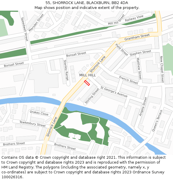 55, SHORROCK LANE, BLACKBURN, BB2 4DA: Location map and indicative extent of plot