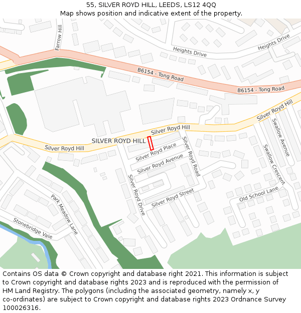 55, SILVER ROYD HILL, LEEDS, LS12 4QQ: Location map and indicative extent of plot