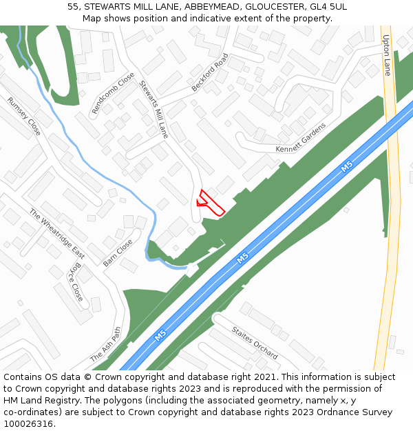 55, STEWARTS MILL LANE, ABBEYMEAD, GLOUCESTER, GL4 5UL: Location map and indicative extent of plot
