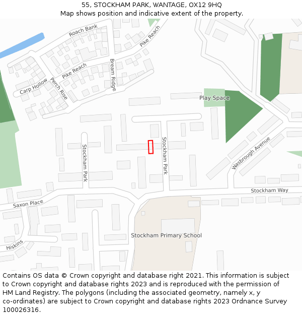 55, STOCKHAM PARK, WANTAGE, OX12 9HQ: Location map and indicative extent of plot