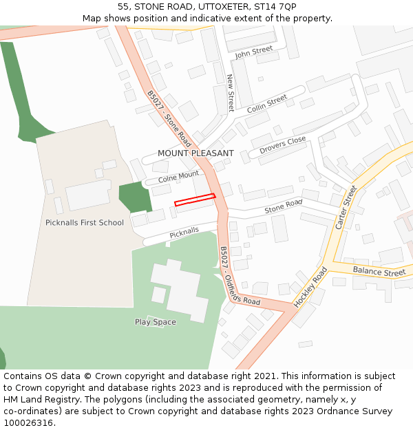 55, STONE ROAD, UTTOXETER, ST14 7QP: Location map and indicative extent of plot