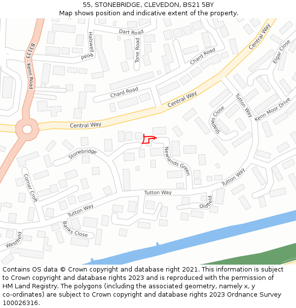 55, STONEBRIDGE, CLEVEDON, BS21 5BY: Location map and indicative extent of plot