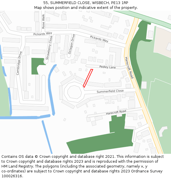 55, SUMMERFIELD CLOSE, WISBECH, PE13 1RP: Location map and indicative extent of plot